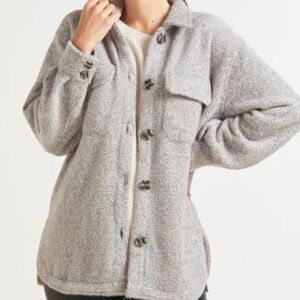 Z Supply Gray Teddy Trucker Jacket Shacket...